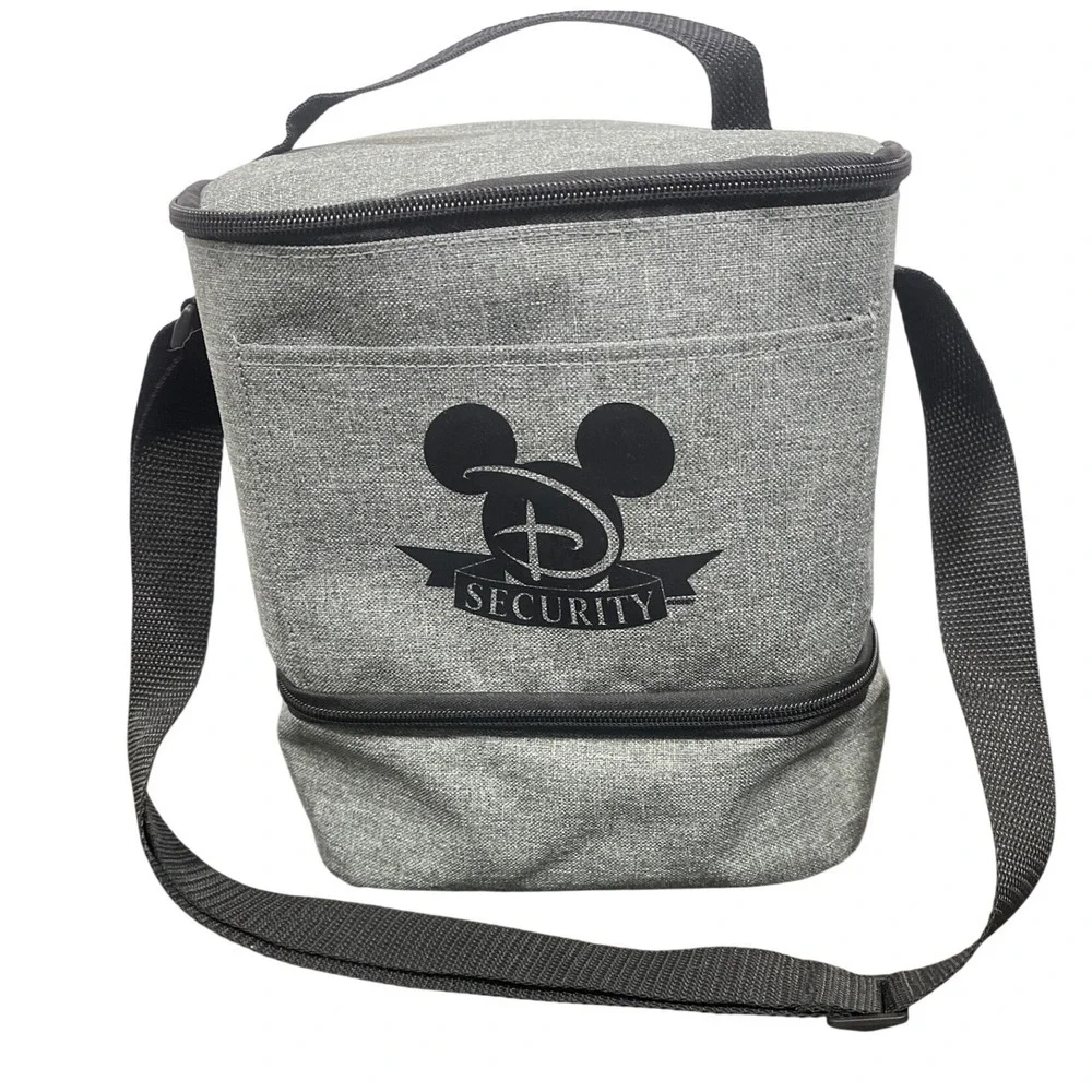 Disney Security Mickey Mouse Insulated Lunch Bag Grey Dual Compartment Cooler
